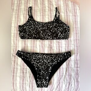 SHEIN Black & White Speckle Two-Piece Bikini